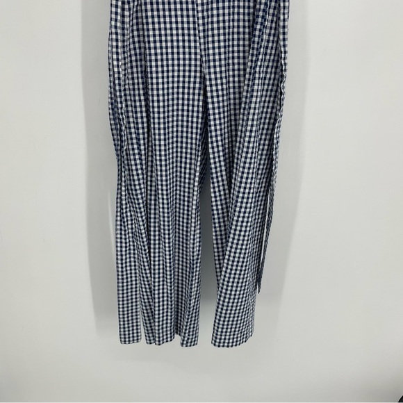 Kenar Gingham blue white checkered strapless jumpsuit waist tie  100% cotton XS - Picture 11 of 16